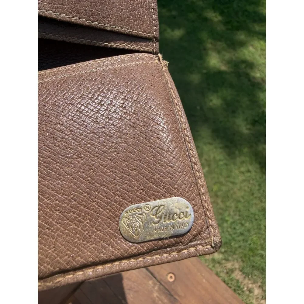 Vintage Gucci Wallet Project Piece GG Logo Leather Canvas Made In Italy